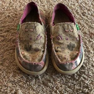 Girls Sanuk slip ons.  Size 1.
